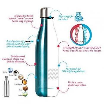 KAILH Doble Pared con Aislamiento de Botella Agua de Acero Inoxidable, Botella Agua Gimnasio, Botella Agua Deportiva, para Niños, Deporte, Oficina, Yoga, Ciclismo, Eco-Friendly & sin BPA, 500ml