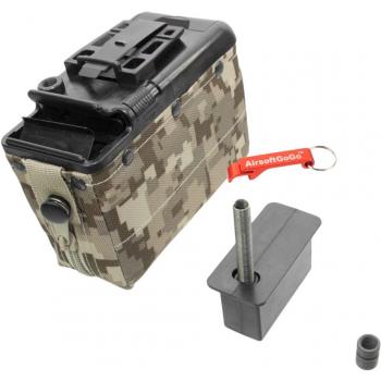 Auto-Winding 1200rd Box Cargador para Classic Army M249 Airsoft AEG - Llavero Incluido