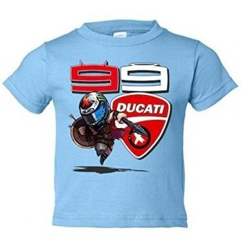 Camiseta niño Moto GP Jorge Lorenzo Ducati 99 guerrero en acción - Celeste, 5-6 años