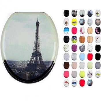 MSV Paris Asiento DE BAÑO MDF, Acero Inoxidable, 42.5x36.5x1.7 cm