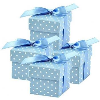 Cajitas azules con lunares para regalo, 10 unidades