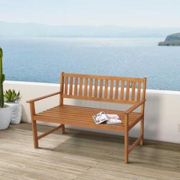 Banco de Jardín Exterior Canzano 2 Plazas Madera de Eucalipto Aceitada 120x58x90 cm - Natural