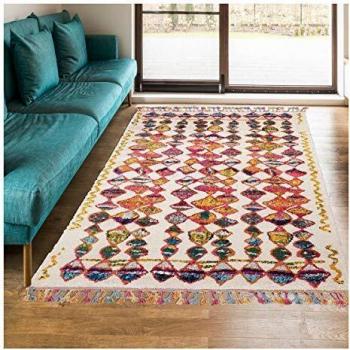Alfombra Beréber 60x110 cm Multicolor con Motivos Tribales - Diseño Étnico Moderno