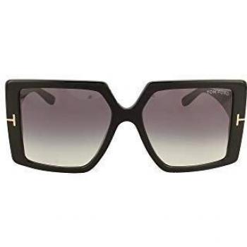 Tom Ford Quinn FT0790 01B Sunglasses, Black, Female, Size: 57 MM, Shiny Black Grey Smoke Gradient, Dimensions: 57/17/135