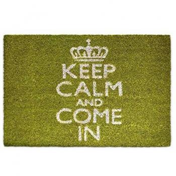 Relaxdays – Felpudo Keep Calm and Come IN para la Entrada de su hogar Hecho de Fibras de Coco y PVC con Medidas 40 x 60 cm Antideslizante Elemento Decorativo, Color Verde