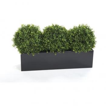 X3 38 cm artificial Boj Juego de bolas en 1 m negro de fibra de vidrio). Impresionante topiario artificial Window Box Display.