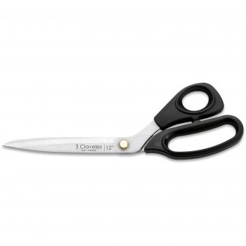 3 Claveles Tijeras Costura y Multiusos, Profesional, Mango TPR, Acero Inoxidable, Tamaño: 25 cm-10, Negro, 30 cm