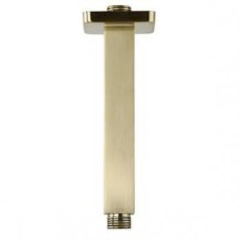Brazo de Ducha Cuadrado Vertical a Pared Oro Cepillado 165mm