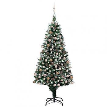 vidaXL Artificial Pre-lit Christmas Tree with Ball Set & Pine Cones 240 cm