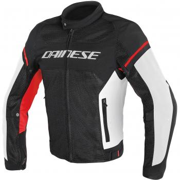 Dainese-AIR FRAME D1 TEX Chaqueta, Negro/Blanco/Rojo, Talla 58