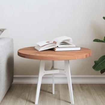 Mesa redonda de madera maciza de haya Ø 50x2,5 cm Marrón