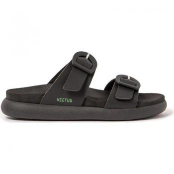 Sandalias Vegtus Tanami Premium Black - Sandalias planas veganas de cuero de cactus con suela EVA, estilo minimalista y sostenible para mujeres, cómodas y a la moda