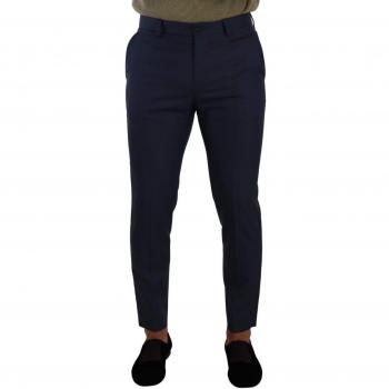 Dolce & Gabbana Dark Blue Wool Skinny Formal Dress Pants - IT48 | M, Slim Fit, Male, Blue, with Logo Details