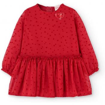 Vestido de bebé niña de gasa con estampado de corazones Boboli