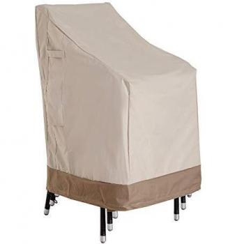 Funda Protectora Impermeable para Sillas de Jardín Apilables 90x70x115 cm Oxford Alta Densidad 600D Beige Café