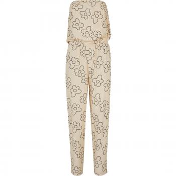Urban Classics Women's Soft Viscose Bandeau Jumpsuit with Seagrass Flower