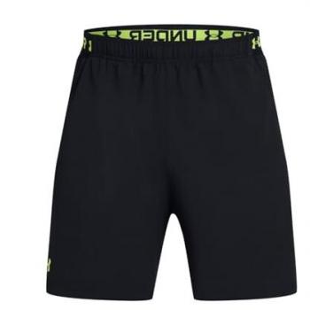 Pantalón corto Under Armour Vanish Woven 6in negro intenso amarillo neón - XXL, tejido de malla elástica en 4 direcciones, color negro con detalles en amarillo neón, talla XXL