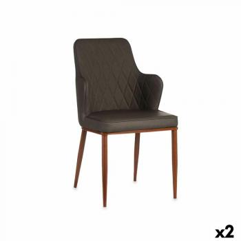 Sillón Rombos Negro Gris Acero 52 X 90 X 43 Cm (2 Unidades) - Gift Decor