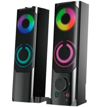 Altavoces 2.0 para Juegos Convertibles en Barra de Sonido con Luces RGB, 5W*2, USB y Jack 3.5mm - MOVETECK GAMER