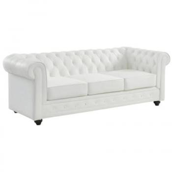 Sofá Chesterfield de 3 plazas en piel de búfalo - Blanco
