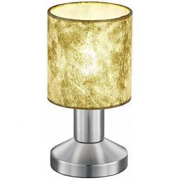 Lámpara de Mesa LED Táctil Garda, 1 Foco E14, Difusor de Tela en Oro, Ø9 cm, Altura 18 cm