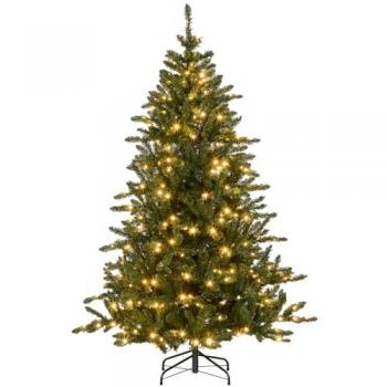 HOMCOM Árbol de Navidad Artificial de 180 cm con 310 Luces LED, 872 Ramas y Soporte de Metal para Salón Interior Verde