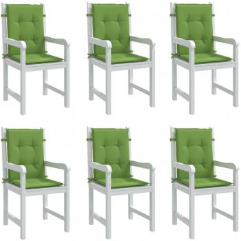 Cojines de silla respaldo bajo 6 piezas Tela verde Mélange 100x50x4 cm