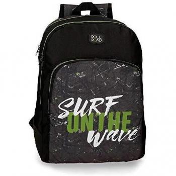 Roll Road California Mochila Escolar Doble Compartimento Adaptable a Carro Negro 33x44x13,5 cms Poliéster 19.6L