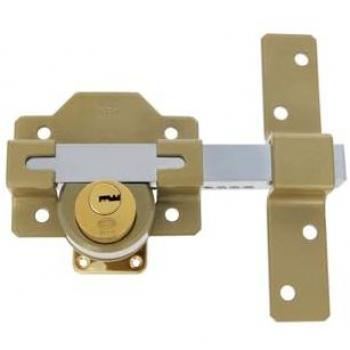 Cerrojo de Seguridad Amig Mod. 4, 105 x 170 mm, Pintado Martelé, con Cilindro Redondo Interior y Exterior, incluye 5 Llaves de Punto