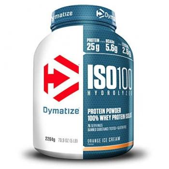 Dymatize ISO 100 Hydrolyzed - Hidrolizado de Proteína de Suero Whey + Aislado en Polvo Sabor Nieve de Naranja 2264g