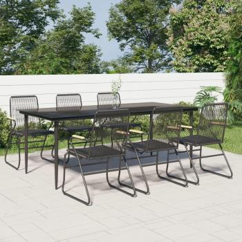 7-Piece Black PVC Rattan Garden Dining Set