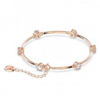 Swarovski Constella Bangle, Round Cut, White, Rose Gold-tone Plated