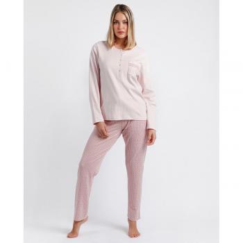 Pijama Admas para mujer manga larga con estampado de cadenas rosas