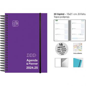 Agenda Escolar 24-25 16m semana vista catalán Iki Academic morado