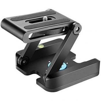 Neewer Portable Folding Z Flex Tilt Head Aluminum Alloy Camera Bracket with Quick Release Plate and Bubble Level for DSLR, Mirrorless Camera, Tripod, Slider Rail