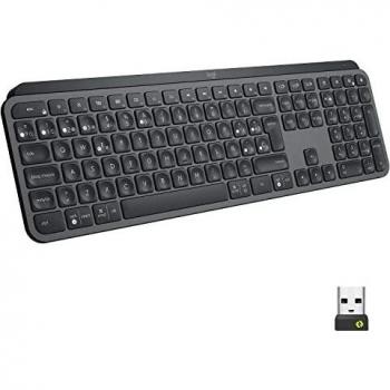 Logitech MX Keys Advanced for Business - Teclado inalámbrico iluminado, receptor USB Logi Bolt , Bluetooth, teclas retroiluminadas, recargable, Windows/Mac/Linux, QWERTY Español - Grafito
