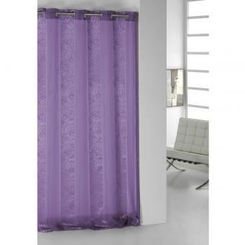 Cortina Eden trazos berenjena - Elegante visillo de poliéster para decorar tu hogar