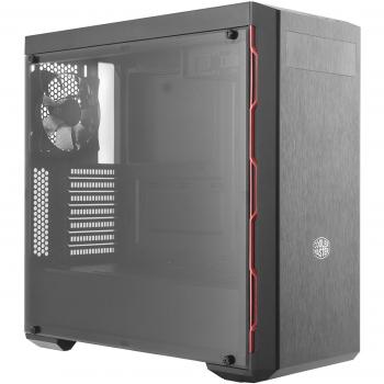 Cooler Master MasterBox MB600L with ODD, Red Trim - Cajas de ordenador de sobremesa, ATX, microATX, mini-ITX, USB 3.0, con ventana, MCB-B600L-KA5N-S00