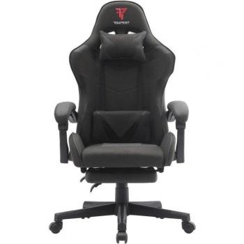 Silla Gaming Tempest Shake con Reposapiés y Masaje en Tela Transpirable Negra