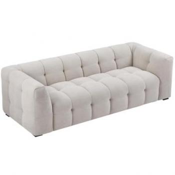 Sofá de 3 plazas de tela beige chiné DILOME estilo art déco capitonné de Pascal Morabito