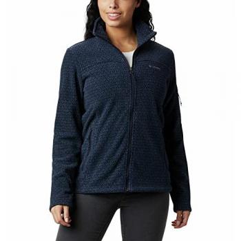 Chaqueta de forro polar Columbia Fast Trek Printed para mujer, color azul oscuro, talla XL