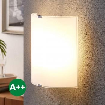 Aplique de pared Phil, blanco, vidrio, altura 21cm, dimmable, moderno, metal, E27