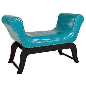 Banqueta de Polipiel Azul Elegante y Cómoda 90x40x65 cm