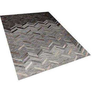 Alfombra de Cuero de Vaca Gris Geométrica 160 x 230 cm