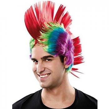 EUROCARNAVALES Peluca de Punk con Cresta Multicolor
