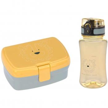 Pack botella y fiambrera Lässig para niños - incluye una botella de 500 ml y una fiambrera con compartimentos, fabricados en materiales libres de BPA, aptos para lavavajillas, diseño colorido y divertido