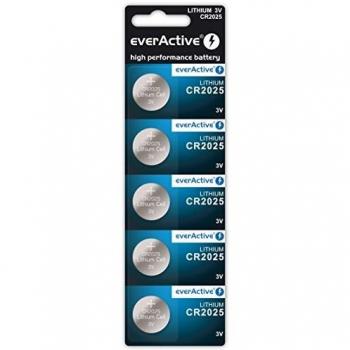 everActive CR2025 Pilas de botón de Litio 3 V 5 Unidades 10 años de duración 1 blíster