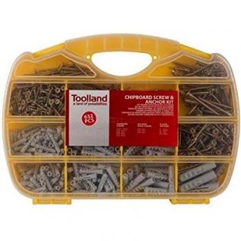 Toolland Juego de Tornillos para Aglomerado y Tacos - 632 Piezas