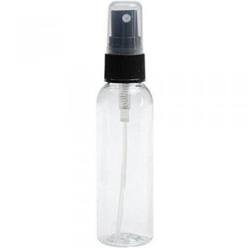 Tsukineko Botella Fina, pulverizador y Tapa Superior, vacía, 2 ml, Transparente con Cabezal de pulverización Negro