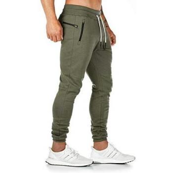 Yageshark - Pantalones de deporte para hombre, de algodón, ajustados verde M
